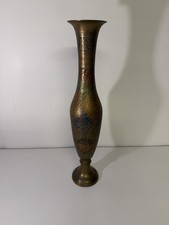 RAMNATH Vintage Messing Vase Indien Handarbeit Emaille Orient Deko 48cm 1Kg