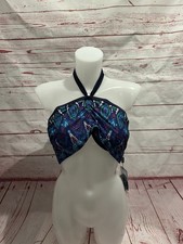 Moontide BNWT U/W Powermesh Bandeau Pompeii Navy Blue Bikini Top 10 E Swimwear