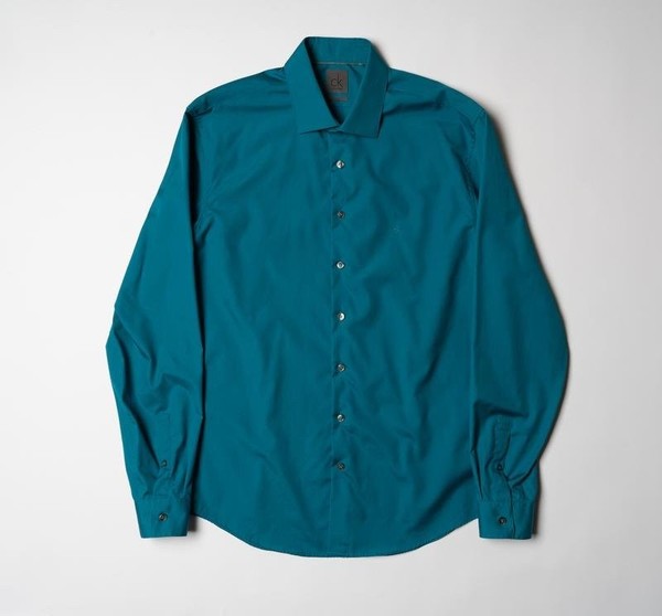 Men Calvin Klein Shirt Turquoise Cotton 38 / M /