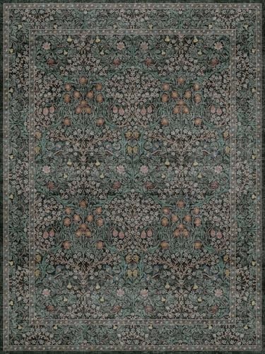 Dining Room Rugs for Under Table - 6x8 Washable Dark Green Area Rug for ...