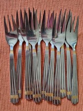 SBS Solingen Besteck Edelstahl 18/10 und 24 Karat teilvergoldet.... 12 Gabeln