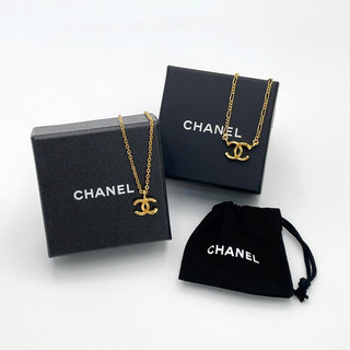 Auth Chanel Coco Chain GP Necklace 1982 engraved 2PCS W/Box BA060645