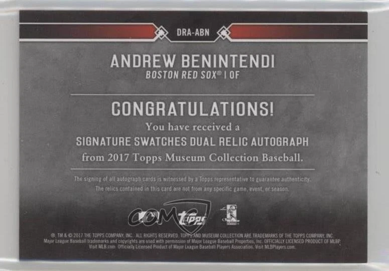 2017 Topps Museum Collection /299 Andrew Benintendi #DRA-ABN Rookie Auto RC - Image 2 of 2