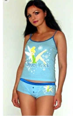 NWT Disney Tinker Bell Cami and Shorts 100% cotton Sleep SET. S, M