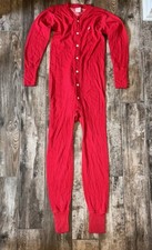 Christmas Vtg Sears WinterSkins Red Union Suit 1 Pc Long John Mens Small 34-36