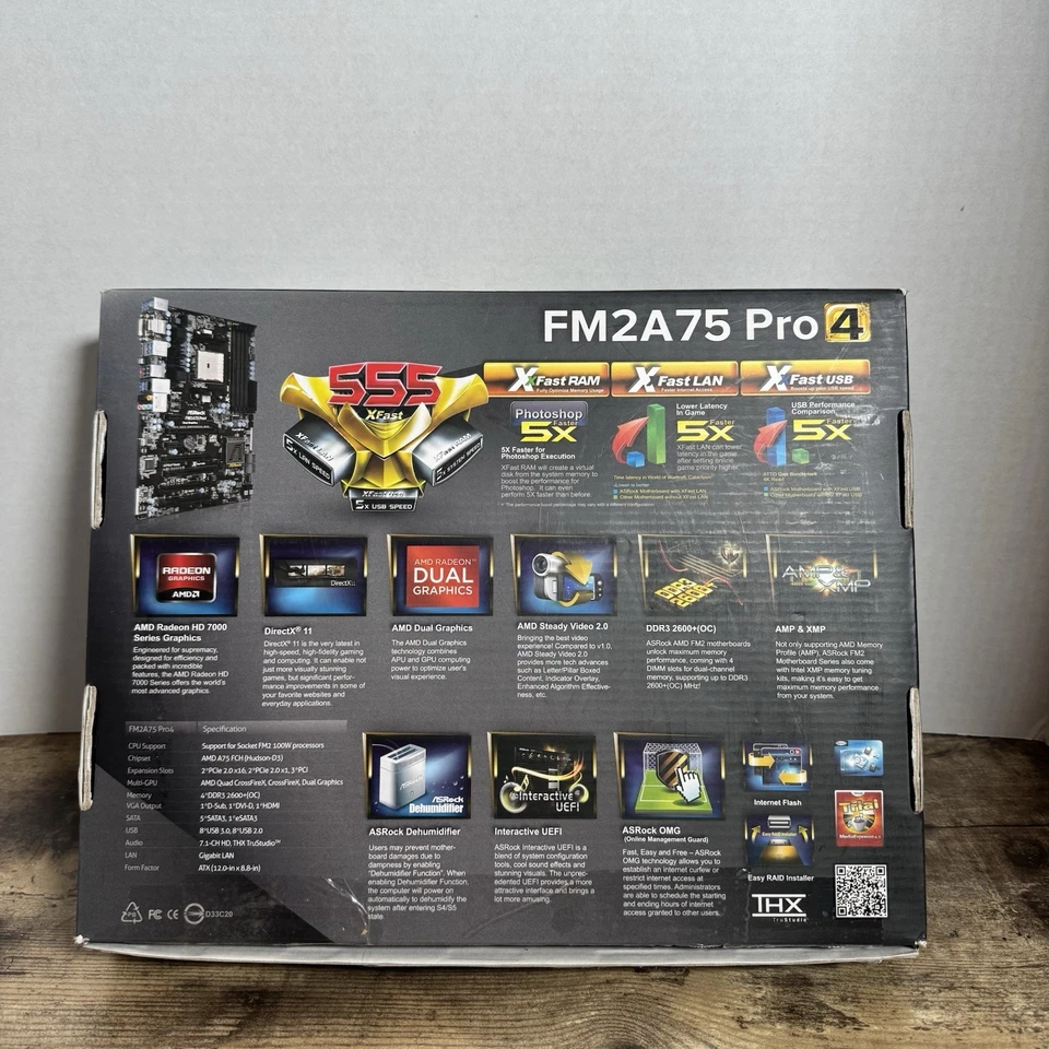 ASRock Motherboard FM2/AMD A75 FCH/DDR3/SATA3&USB3.0/A&V&GbE/ATX, FM2A75 PRO4 - Image 2 of 4