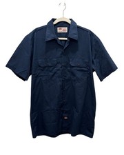 Vintage 2006 Dickies Mens L Navy Blue Work Shirt Short Sleeve Button Up Workwear