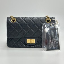 Chanel 2.55 Handbag Black Caviar Leather Gold Hardware Crossbody Shoulder
