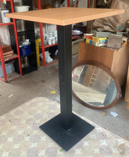 Top Bar High Table Black Metal Frame Gresham Square Brown Wood Effect
