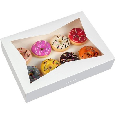 ONE MORE [15-Pack] 14 x10 x 3inch White Lock Corner Window Bakery Cookie Boxe...