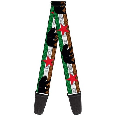 Guitar Strap - Cali Bear Silhouette & Star/California Republic Gree... ACC NEW