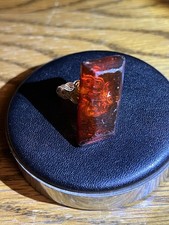 Extremely Rare Natural Baltic Amber Ring In 925 Silver Huge Great Florescence