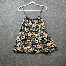 Wild Fable Mini Dress Women's Black Floral Scoop Spaghetti Strap Dress - Small