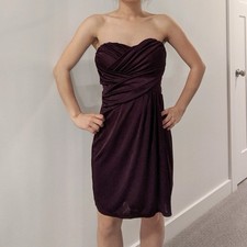 Express Size Medium Purple Strapless Ruched Cocktail Dress Prom Evening.