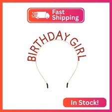 AOPRIE Happy Birthday Princess Crown Tiara, Gold Red, for Women and Girls, Birth