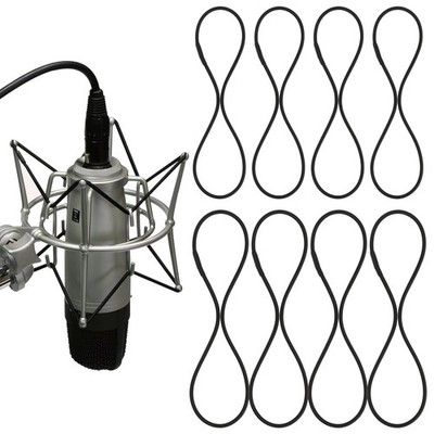 8PCS Microphone Shock Mount Rubber Ring, Black Universal Elastic Bands