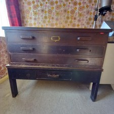 Vintage Architect Artist Plan Map Chest Drawers Wooden Needs Some TLC