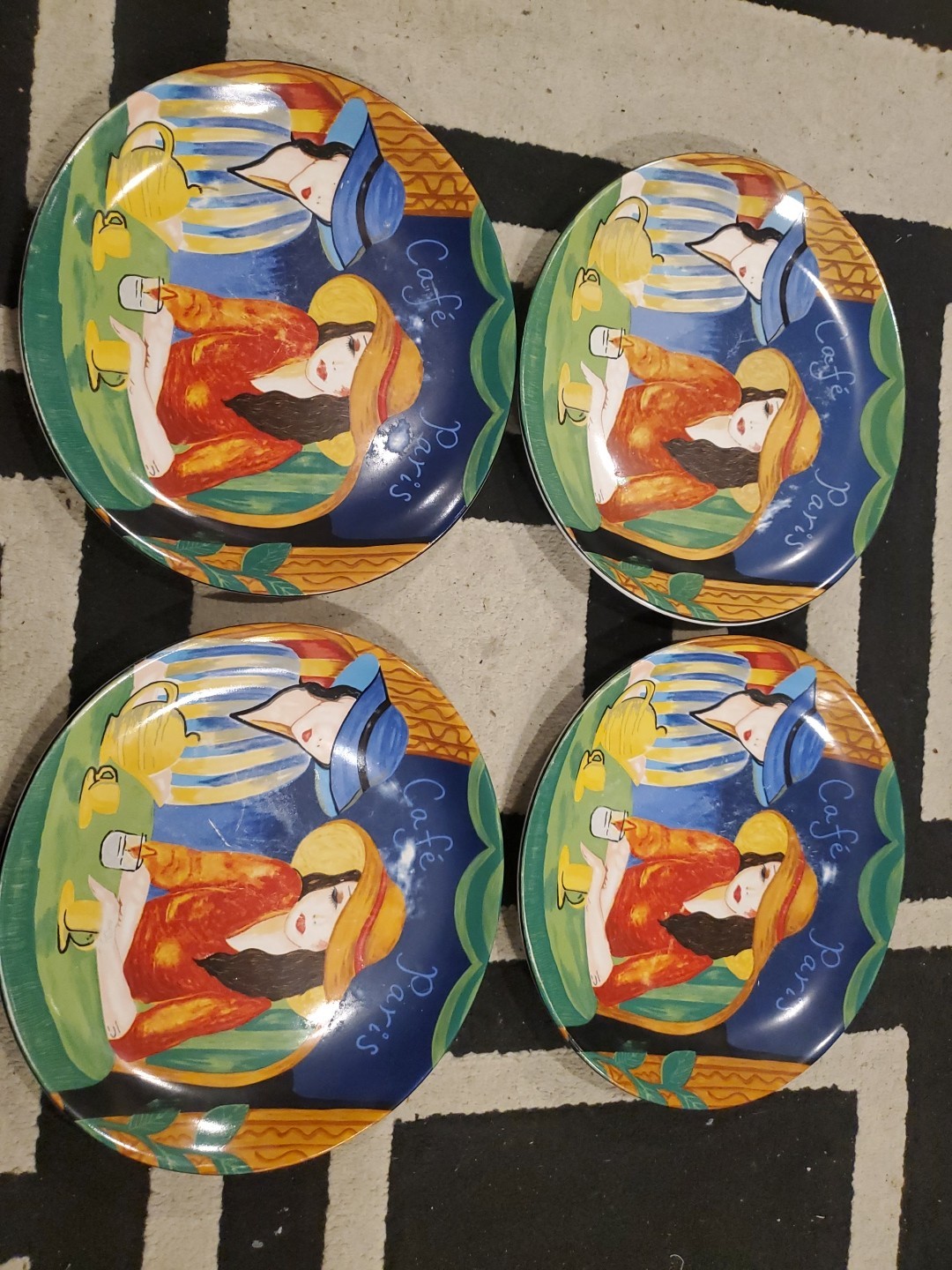 Of 4 Sango Cafe Paris 11" Dinner Plates China Dinnerware 491