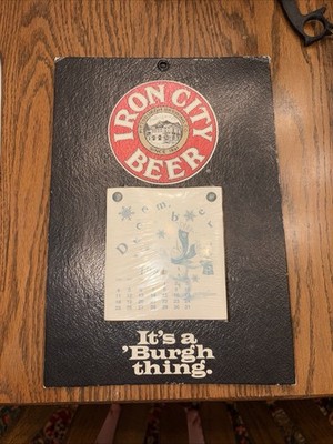 IRON CITY BEER  Black Heavy Cardboard Replacement Calendar Sign PITTSBURGH, PA