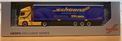 Herpa 933414 MB Actros Streamspace Jumbogardinen-Sattelzug , Schuon,NEU,OVP 1:87