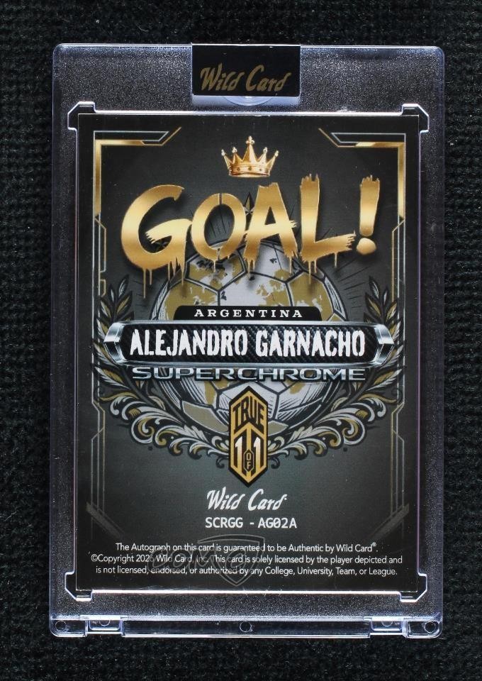 2026 Wild Card Super Chrome Soccer Goal Rainbow Foil 1/1 Alejandro Garnacho Auto view 2