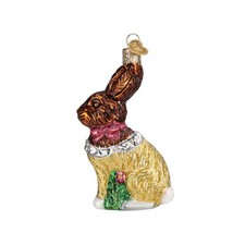 Old World Christmas Glass Ornament, Chocolate Easter Bunny With OWC Gift Box 