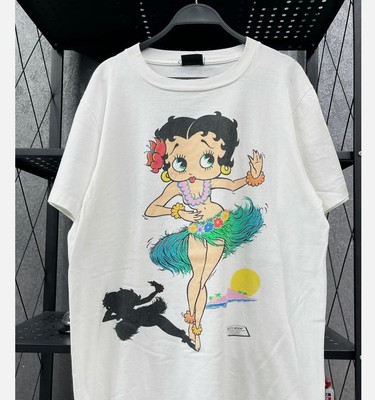 Betty Boop  Hawaii Dance  Basic White Short Sleeve Unisex Tshirt