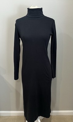 Peruvian Connection Womens Dress XS Black Turtleneck Maxi Goth Witchy