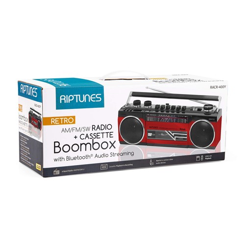Cassette Boombox, Retro Blueooth Boombox, Lettore di cassette e registratore, AM/FM... - Foto 6 di 8