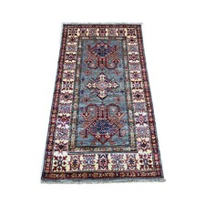 2'6"x4'6" Gray Super Kazak Medallions Design Hand Knotted Wool Runner Rug 21358