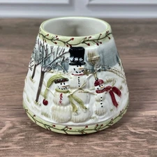 Yankee Candle Snowman Family Ceramic Candle Jar Topper Winter Festive Decor