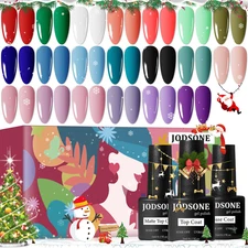 Gel Nail Set 20 Colors High Shine Gorgeous Gel Polish Base Top Matte Coat Nice