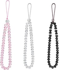 3 Pieces Cell Phone Lanyard Strap Phone Charm Bling Crystal Beads Hand Wrist Lan