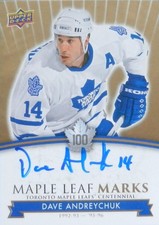 2017 ud deck centennial marks dave andreychuk toronto maple leafs autograph auto