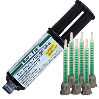 Ber-Fix  25g 2K Hochleistungskleber Slow 30 Min 6 Spitzen Kunststoff Metall