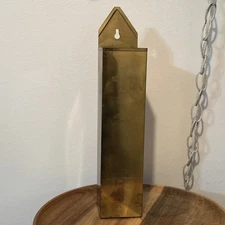 Vintage 13" Brass Match Stick Holder Wall Mounted Fireplace Hearth Matchbox