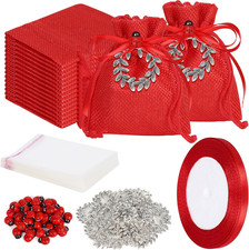 24 Pezzi Bomboniere Laurea Sacchetti Confetti Rossi Con 50 Sacchettini Trasparen