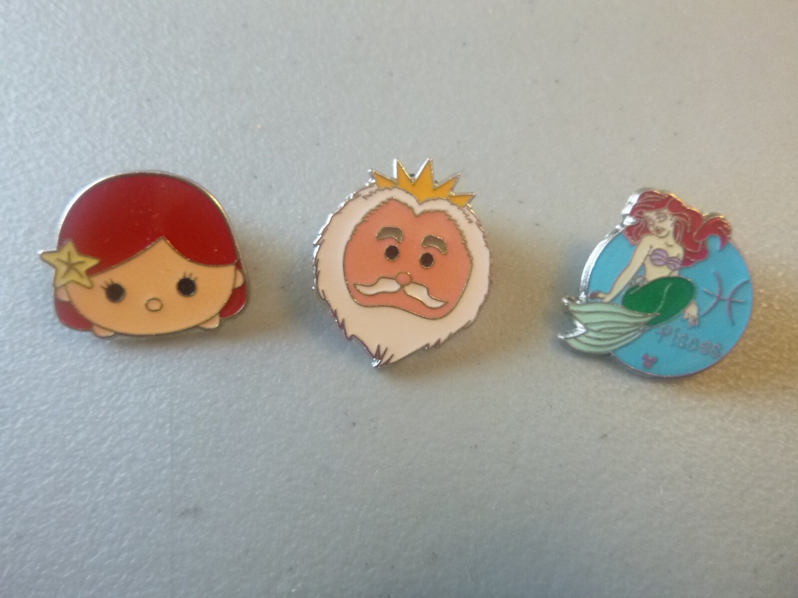 Disney Pins - 3 Pins - 3 different Little Mermaid Pins - 2 Ariel & King Triton