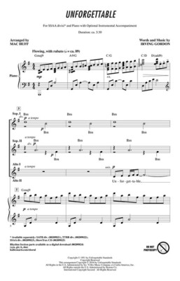 Unforgettable Pop Choral Series SSAA Divisi Irving Gordon