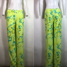 Vtg Gianni Versace SS2000 Green Nylon Jungle Palm Print Pants L