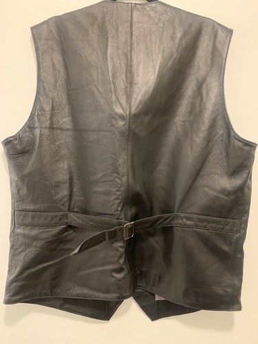 Mack Truck Bulldog Black Leather Vest Sz L Biker Offically License Snap Front - Picture 8 of 11