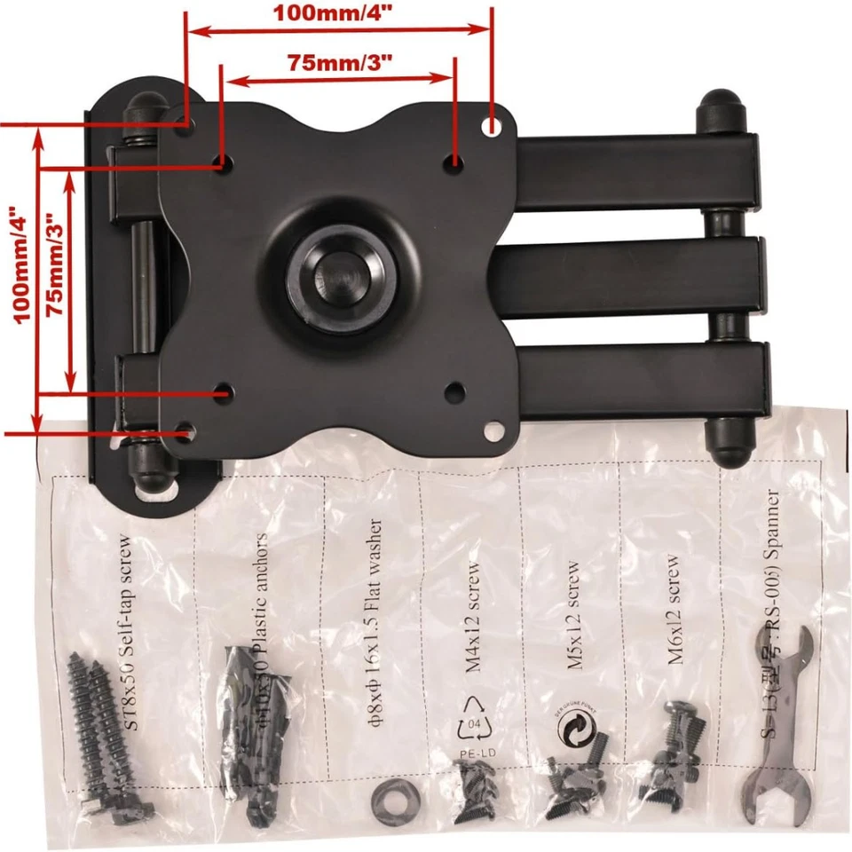 Suporte de parede TV LCD LED articulado braço oscilante monitor giratório movimento total plano novo - Imagem 2 de 4