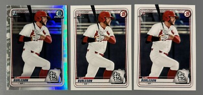 3- 2020 Bowman Draft Alec Burleson Chrome Refractor, 2 1st Bowman Paper #BD-45