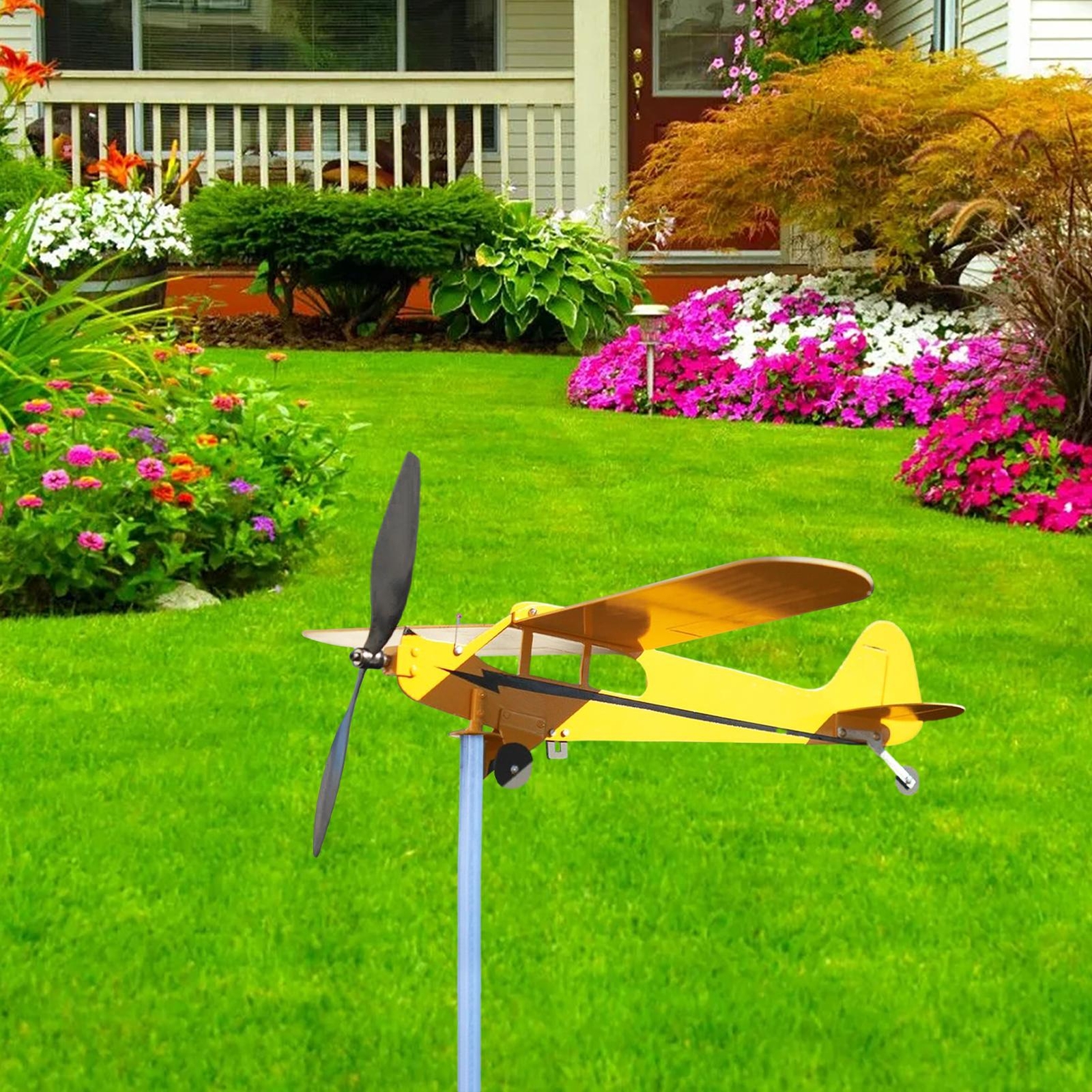 Airplane Wind Spinner Metal Pinwheels Aircraft Windmill Garden Decors