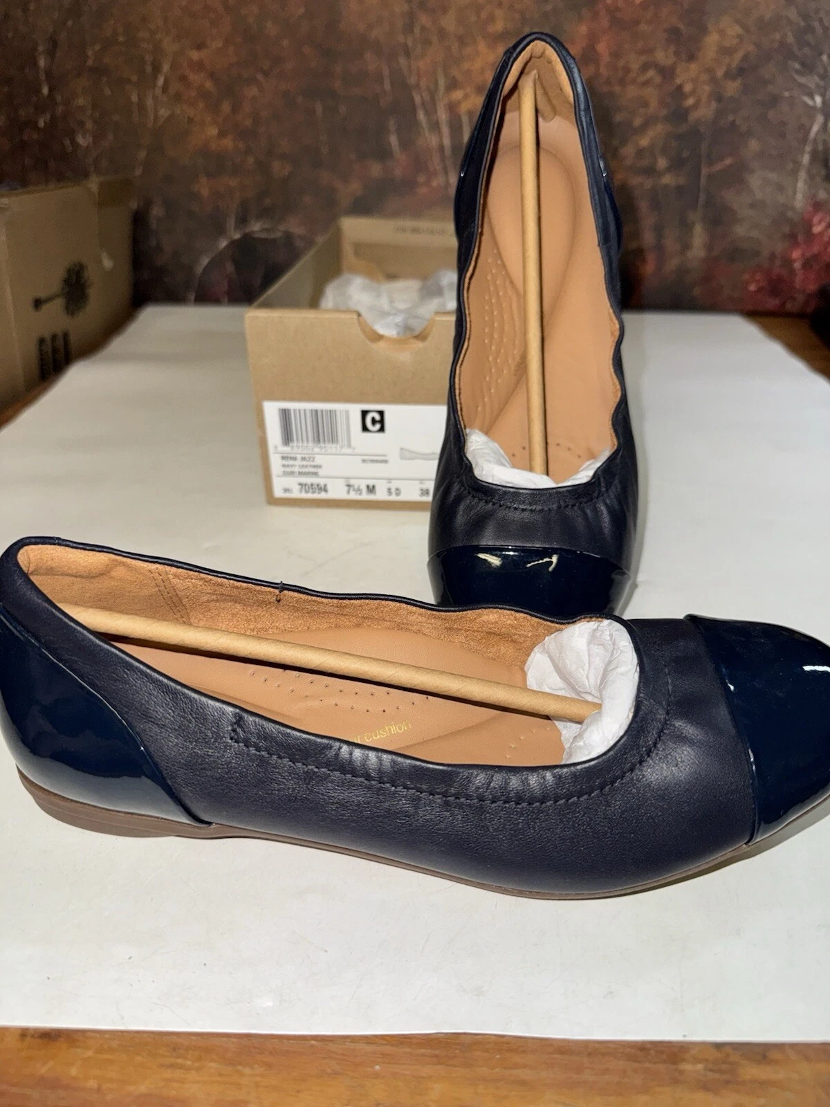 Scarpe ballerine casual Clarks da donna Rena Jazz in pelle blu misura 6 5 M