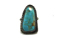 Native American Silver Turquoise Ring, Size 4 3/4