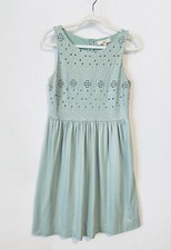 LOFT Dress Womens 8 Fit and Flare Sleeveless Eyelet Cotton Modal Knit Mint Green