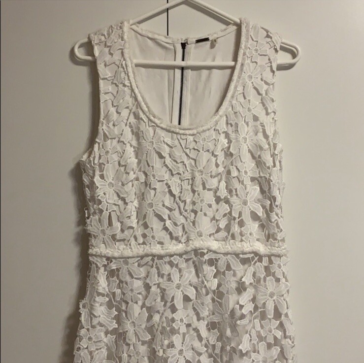 Elie Tahari White Lace Blue Dipped Dress | eBay
