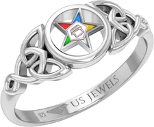 US Jewels Masonic Ladies 925 Sterling Silver 9mm Eastern Star Ring