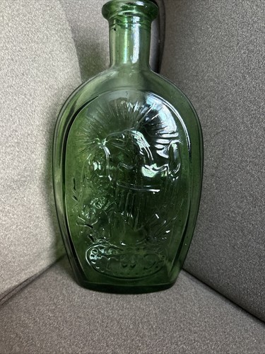Franklin TWD Green Glass Bottle Schooner/Eagle with Shield - Collectors